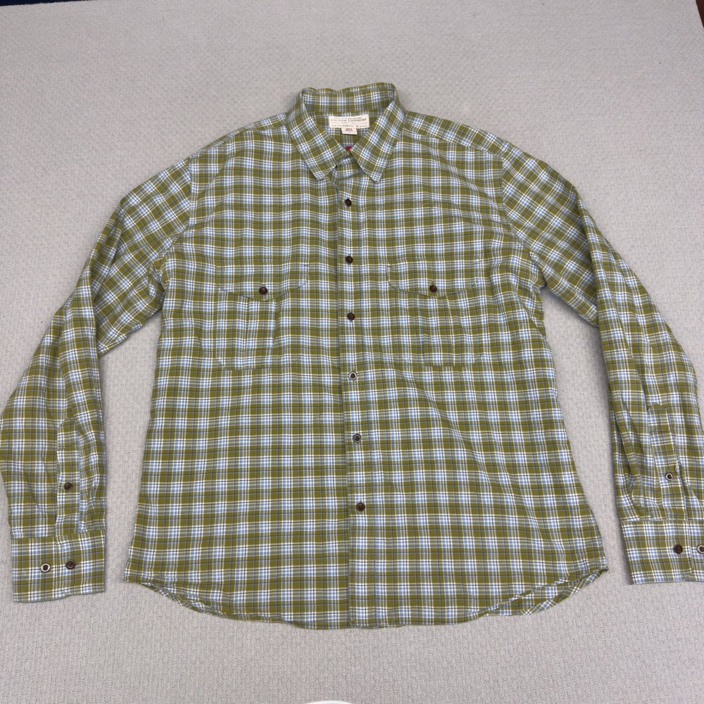 Filson Shirt Mens Large Green Plaid Cotton Lightweight Western Workwear Casual